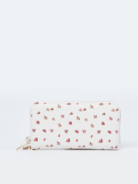 

Ginger by Lifestyle Women White Printed Zip Around Wallet
