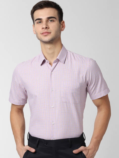 

Peter England Men Purple & Yellow Slim Fit Checked Formal Shirt