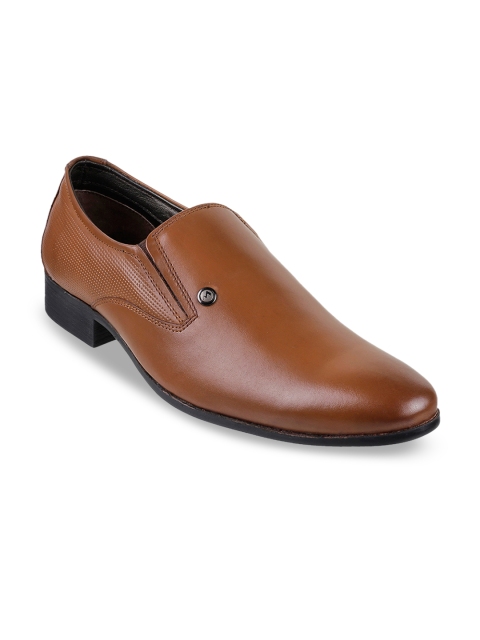 

Metro Men Tan Brown Solid Leather Formal Slip-Ons