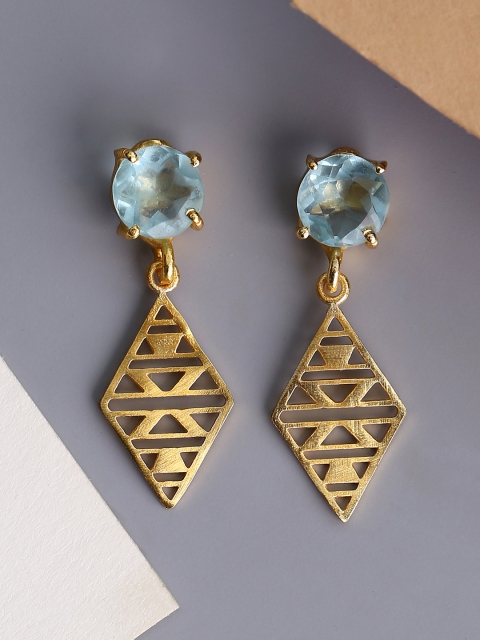 

Shoshaa Blue Gold Plated Contemporary Drop Earrings