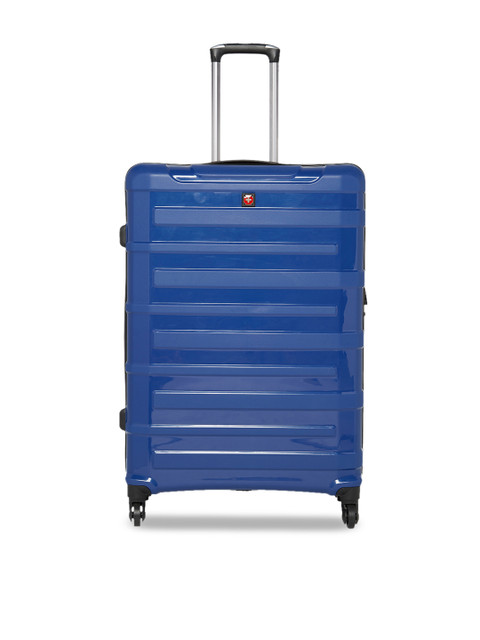 

SWISS BRAND Unisex Blue & Black Colourblocked SION Hard-Sided Large Trolley Suitcase