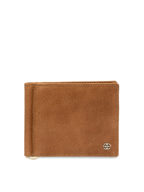 Men Beige Clement Leather Solid Money Clip