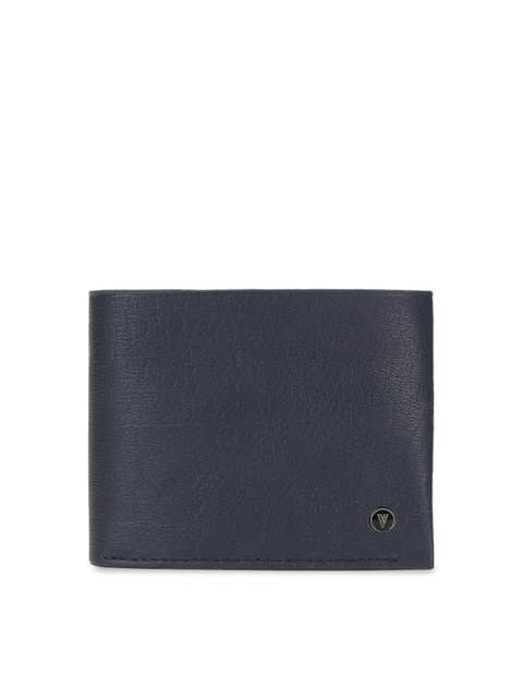 

Van Heusen Men Navy Blue Solid Leather Two Fold Wallet
