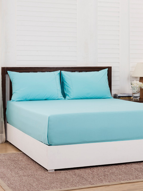 

MASPAR Blue Solid 200 TC Cotton 1 King Bedsheet with 2 Pillow Covers