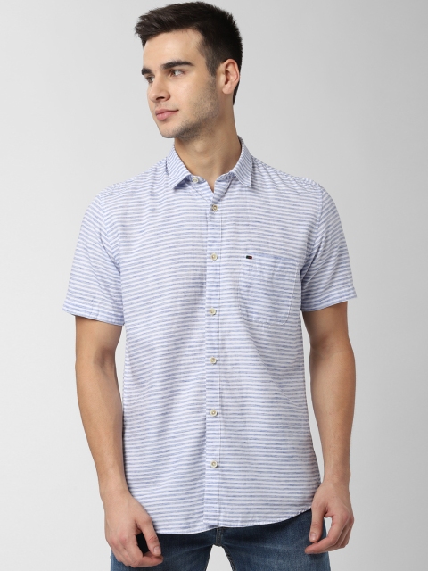 

Peter England Casuals Men Blue Slim Fit Striped Casual Shirt