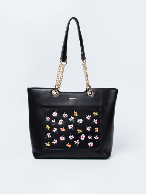 

Ginger by Lifestyle Black Self Design Shoulder Bag