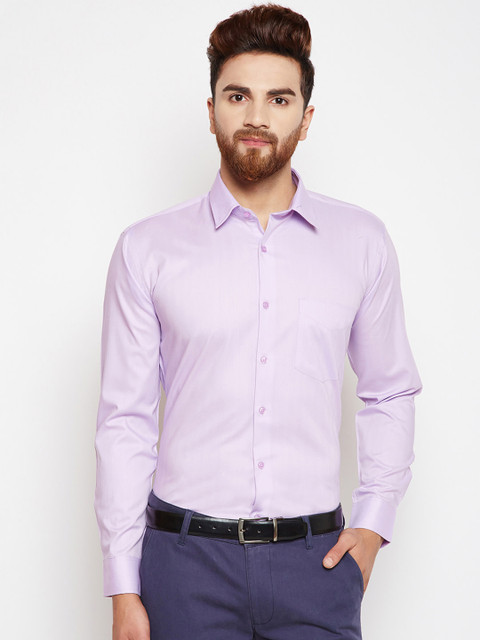 

Hancock Men Lavender Slim Fit Solid Formal Shirt