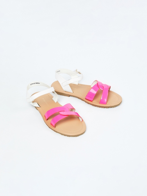

Fame Forever by Lifestyle Girls Pink & White Colourblocked Open Toe Flats