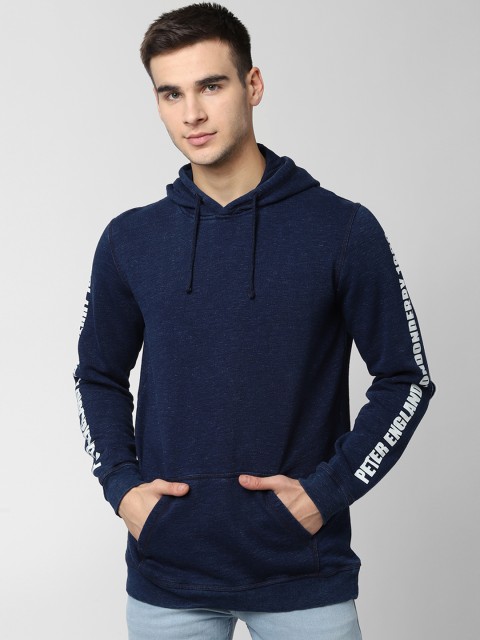 

Peter England Casuals Men Navy Blue Solid Hooded Sweatshirt