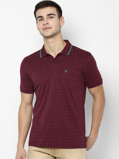 

Allen Solly Men Maroon & Sea Green Printed Polo Collar T-shirt