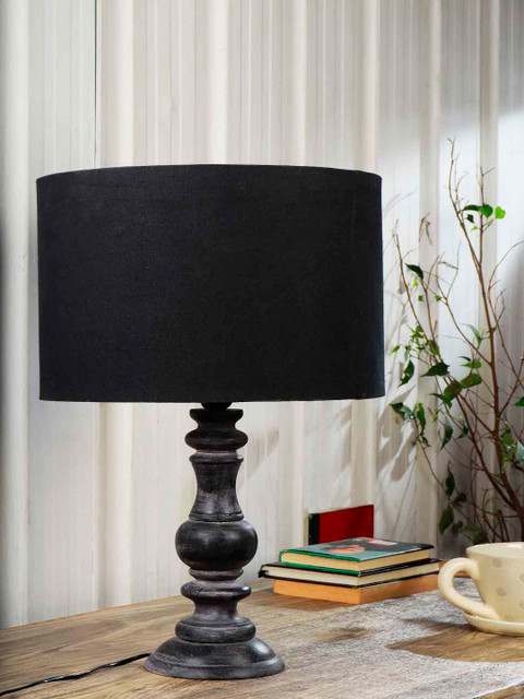 

Grated Ginger Black Solid Bedside Table Lamp with Shade