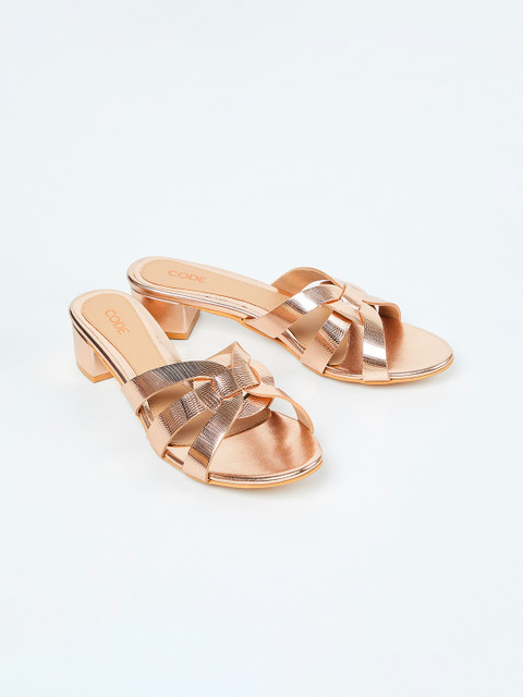 

CODE by Lifestyle Women Champagne Textured Block Heels