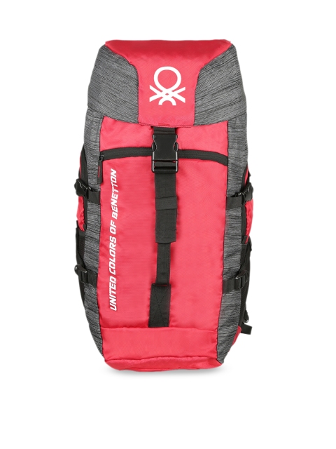 

United Colors of Benetton Unisex Red & Grey Colourblocked Premium 60 Litres Rucksack