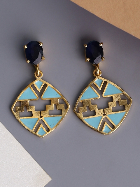 

Shoshaa Blue Gold Plated Contemporary Drop Earrings