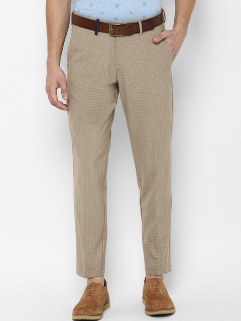 

Allen Solly Men Khaki Slim Fit Checked Regular Trousers