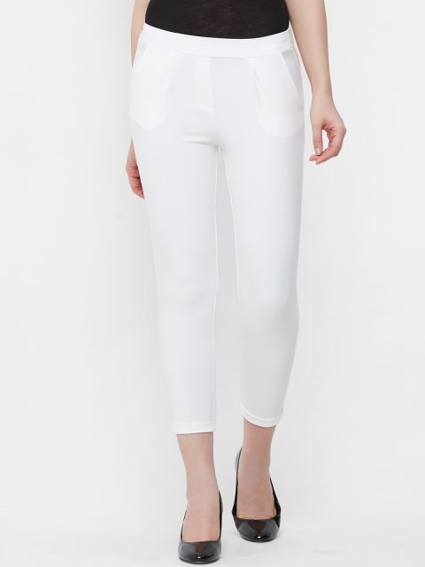 

bebe Women White Regular Fit Solid Anti Fit Trousers