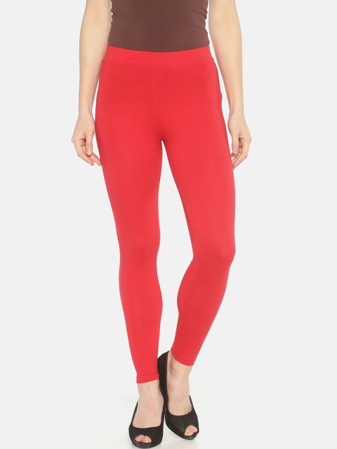 

Mytri Women Red Solid Ankle-Length Straight-Fit Leggings