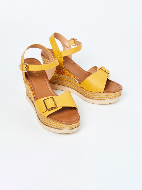 

Ginger by Lifestyle Women Mustard Yellow Solid Wedges