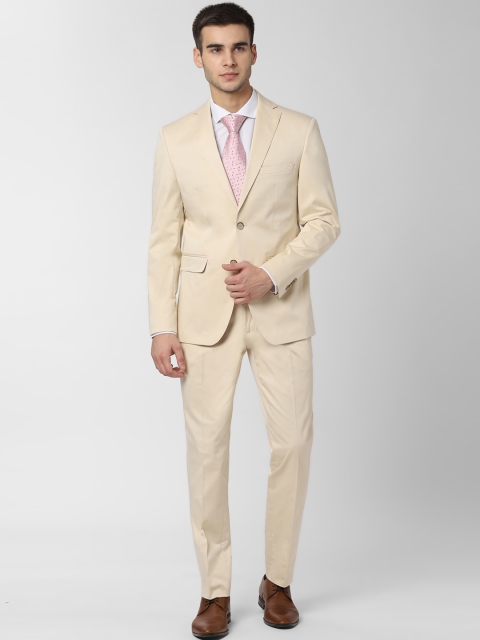 

Peter England Men Cream-Coloured Solid Slim-Fit Single-Breasted Formal Suit