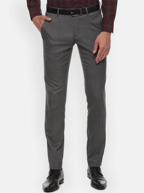 

Van Heusen Men Grey Slim Fit Solid Formal Trousers