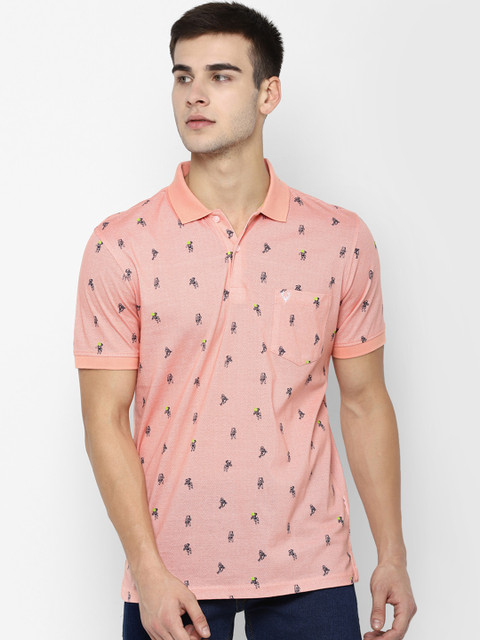 

Allen Solly Men Peach-Coloured Printed Polo Collar T-shirt