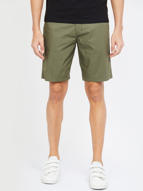 

CODE by Lifestyle Men Olive Green Solid Regular Shorts
