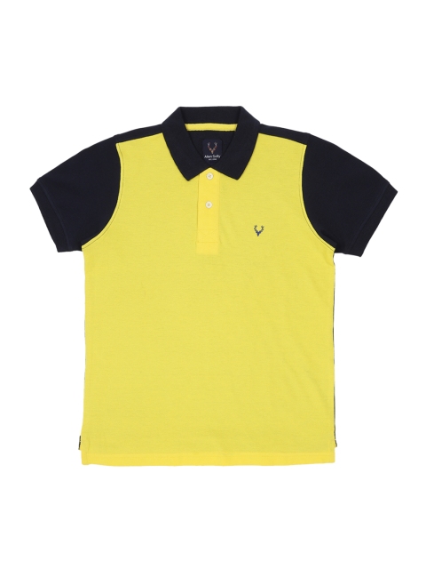

Allen Solly Junior Boys Yellow & Navy Blue Colourblocked Polo Collar T-shirt