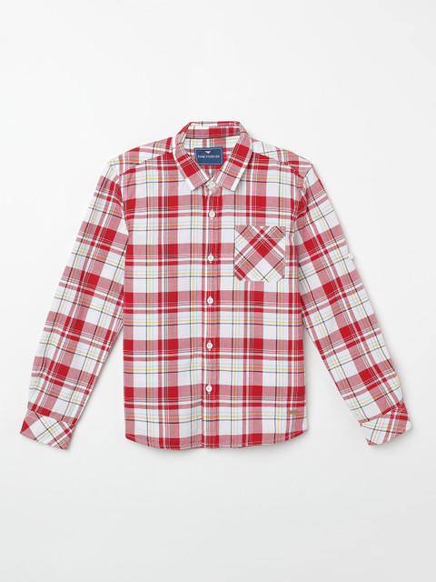

Fame Forever by Lifestyle Boys Red & Off-White Slim Fit Checked Casual Shirt