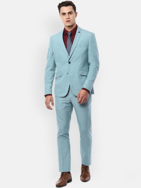 

V Dot Men Blue Solid Skinny-Fit Single-Breasted Formal Suit