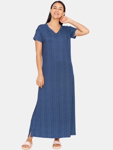 

Zivame Women Blue Printed Nightdress