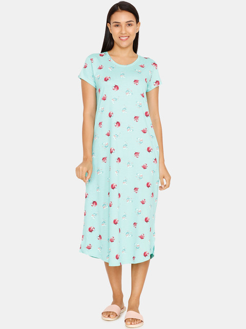 

Zivame Women Green Printed Nightdress