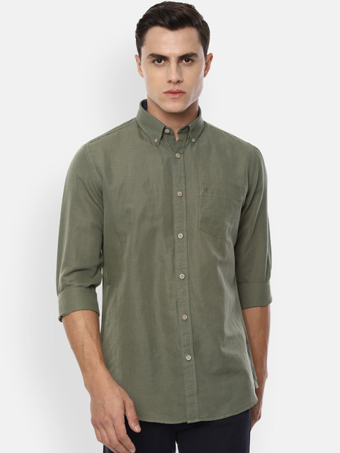 

Van Heusen Sport Men Olive Green Slim Fit Solid Casual Shirt