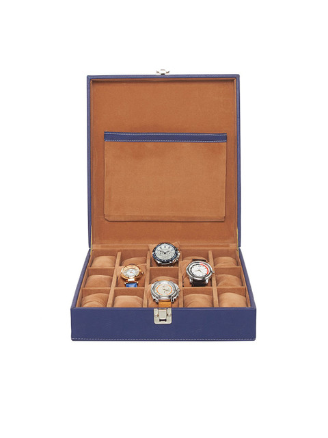 

Leather World Unisex Blue Watch Organiser Box