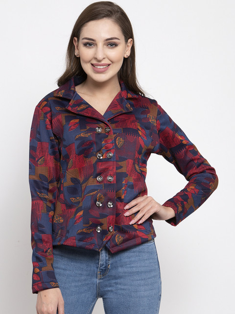 

armure Women Red Printed Lightweight Tailored Jacket