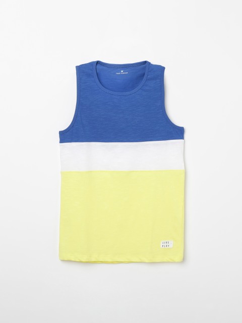 

Fame Forever by Lifestyle Boys Yellow & Blue Colourblocked Round Neck T-shirt
