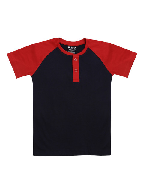 

AUDAZ Boys Navy Blue Solid Henley Neck T-shirt