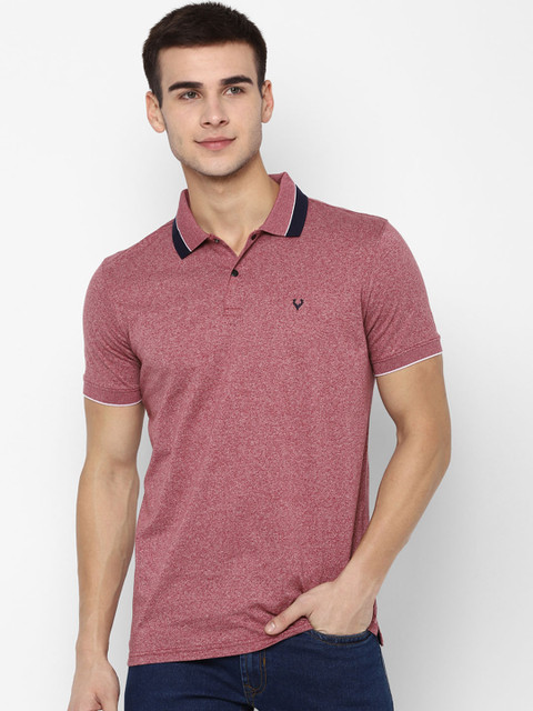 

Allen Solly Men Red Solid Polo Collar Pure Cotton T-shirt