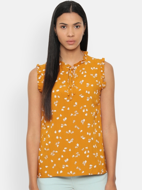 

Van Heusen Woman Mustard Yellow & Off-White Printed Top