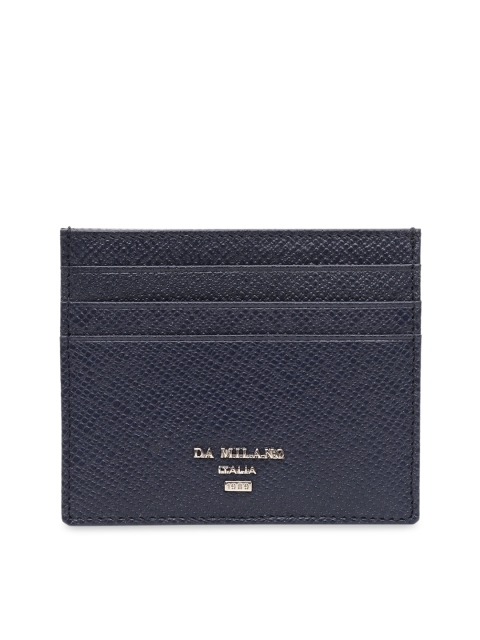 

Da Milano Unisex Navy Blue Solid Leather Card Holder
