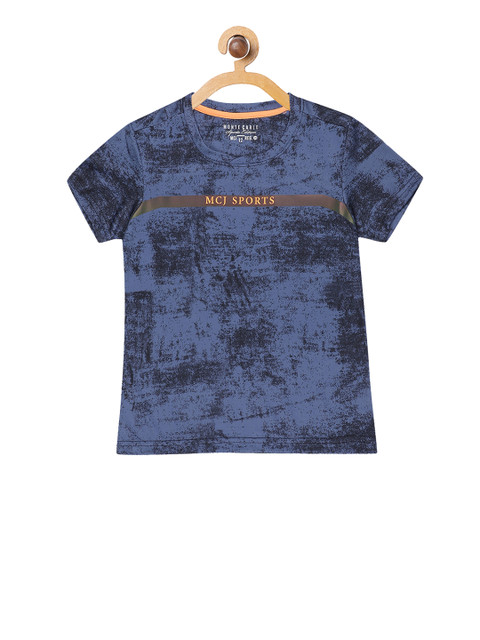 

Monte Carlo Boys Blue & Black Printed Round Neck T-shirt
