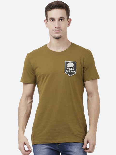 

Free Authority Men Olive Green Call Of Duty Printed Round Neck T-shirt