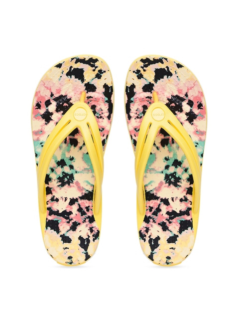 

Crocs Women Yellow & Pink Printed Thong Flip-Flops