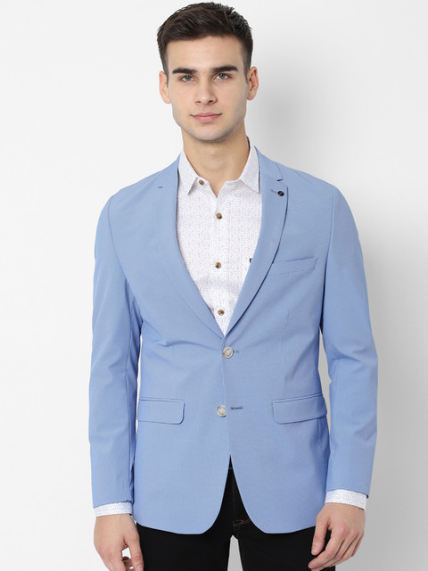 

Allen Solly Sport Men Blue Self-Design Slim-Fit Single-Breasted Casual Blazer