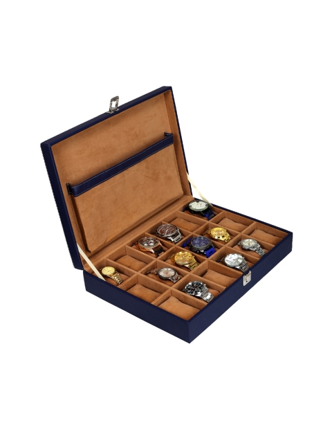 

Leather World Unisex Blue Watch Organiser Box