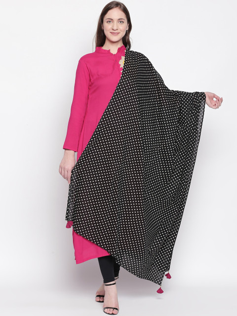 

RANGMANCH BY PANTALOONS Black & White Polka Dot Printed Dupatta