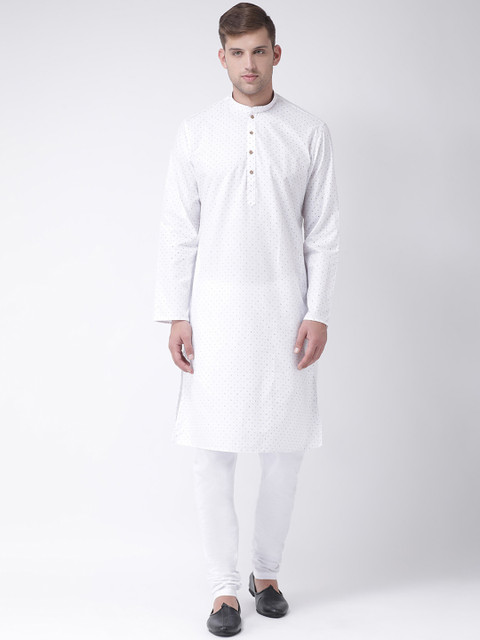 

TABARD Men White & Grey Printed Kurta with Churidar
