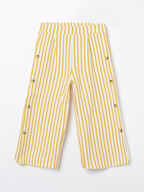 

Fame Forever by Lifestyle Girls Yellow & White Striped Regular Trousers