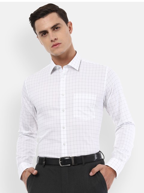 

Van Heusen Men White & Blue Slim Fit Checked Formal Shirt