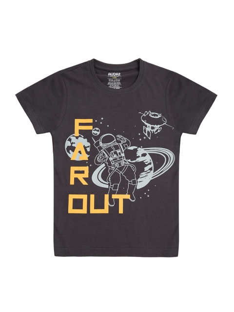 

AUDAZ Boys Grey Printed Round Neck T-shirt