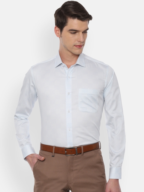 Van Heusen Men Blue Slim Fit Printed Formal Shirt